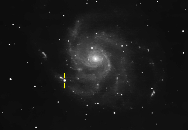 Eine Supernova-Explosion in der nahen Galaxie Messier 101